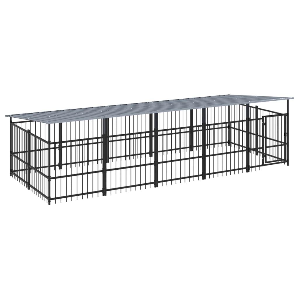 VidaXL Hondenkennel met dak 9,38 m² staal