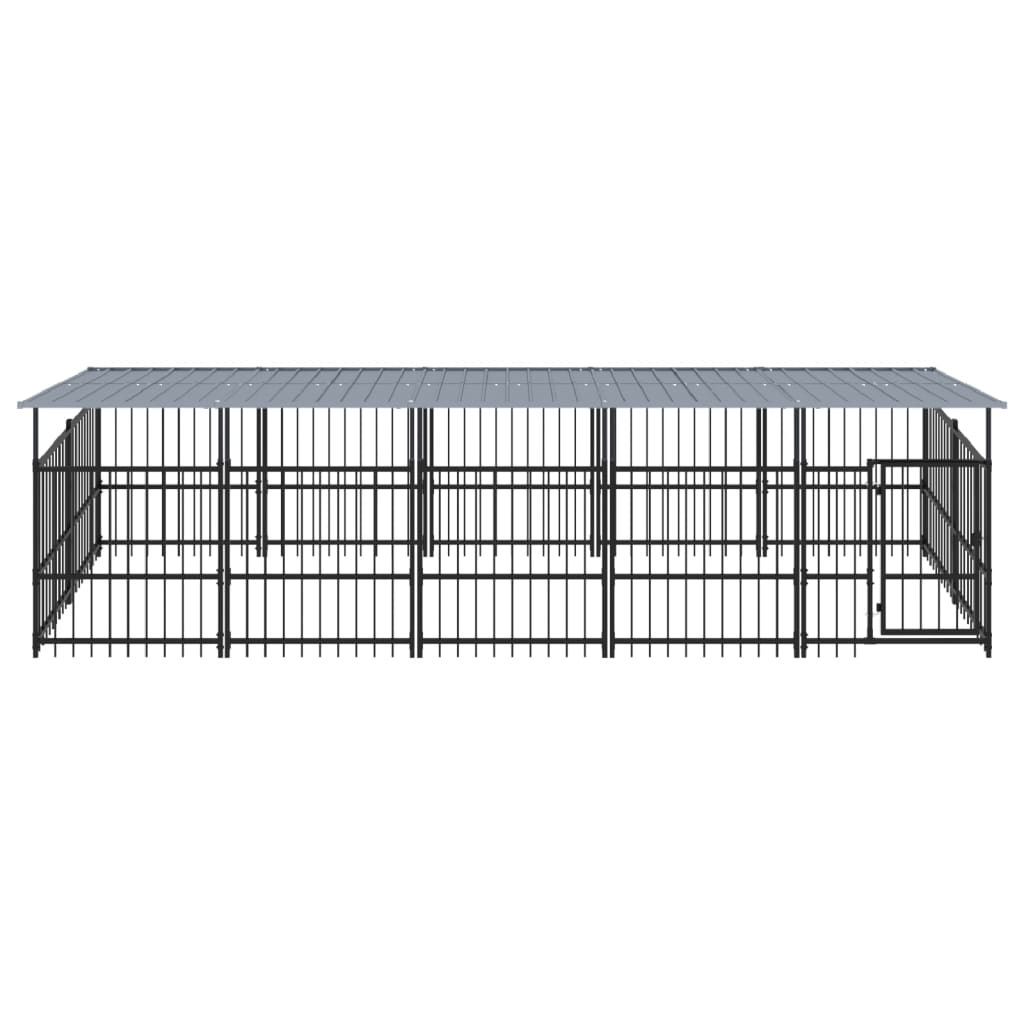 VidaXL Hondenkennel met dak 9,38 m² staal