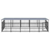 VidaXL Hondenkennel met dak 9,38 m² staal