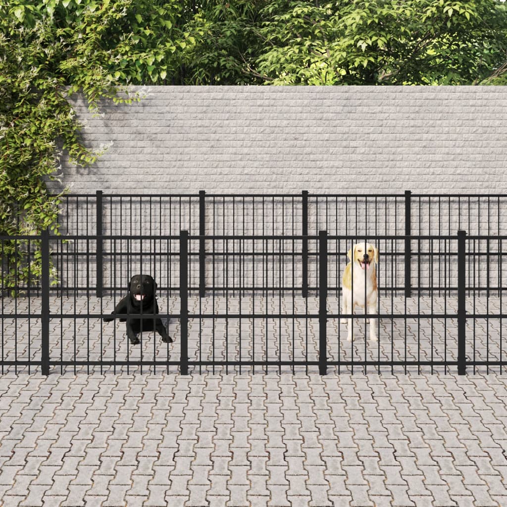 VidaXL Hondenkennel voor buiten 19,76 m² staal