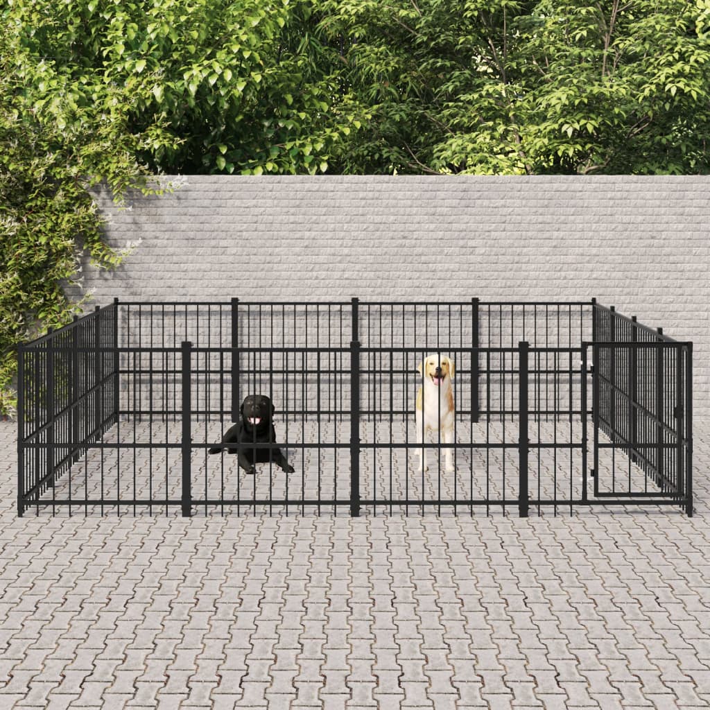 VidaXL Hondenkennel voor buiten 15,05 m² staal