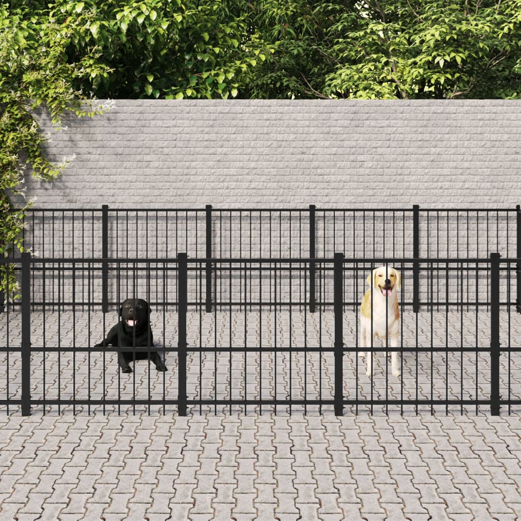 VidaXL Hondenkennel voor buiten 26,35 m² staal