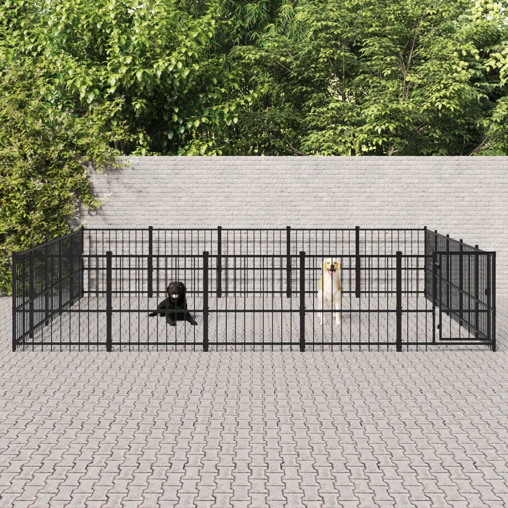 VidaXL Hondenkennel voor buiten 23,52 m² staal