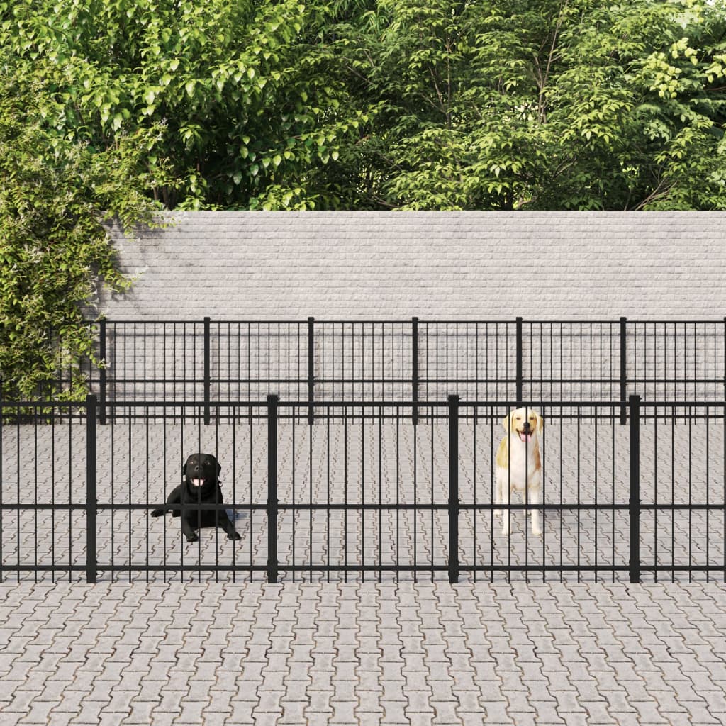 VidaXL Hondenkennel voor buiten 52,69 m² staal