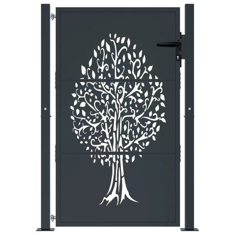 Vidaxl poort 100x125 cm met boomontwerp staal antracietkleurig