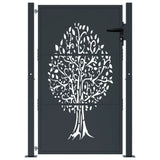 Vidaxl poort 100x125 cm met boomontwerp staal antracietkleurig