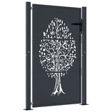 Vidaxl poort 100x150 cm met boomontwerp staal antracietkleurig