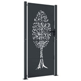 Vidaxl poort 100x175 cm met boomontwerp staal antracietkleurig