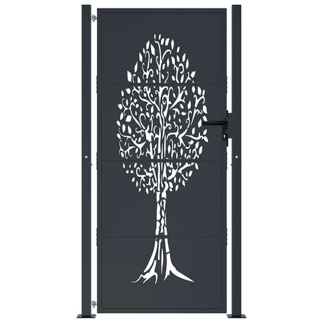 Vidaxl poort 100x175 cm met boomontwerp staal antracietkleurig