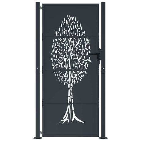 Vidaxl poort 100x200 cm met boomontwerp staal antracietkleurig