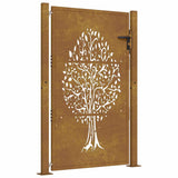 Vidaxl poort 100x125 cm boomontwerp cortenstaal