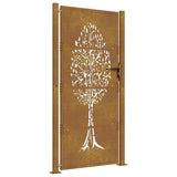 Vidaxl poort 100x200 cm cortenstaal boom ontwerp
