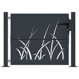 Vidaxl poort met grasontwerp 100x75 cm staal antracietkleurig