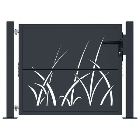 Vidaxl poort 100x100 cm met grasontwerp staal antracietkleurig
