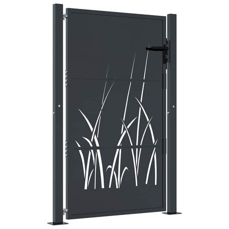 Vidaxl poort 100x150 cm met grasontwerp staal antracietkleurig