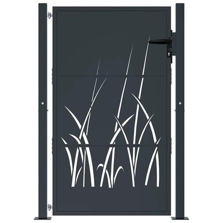 Vidaxl poort 100x150 cm met grasontwerp staal antracietkleurig