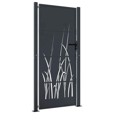 Vidaxl poort 100x200 cm met grasontwerp staal antracietkleurig