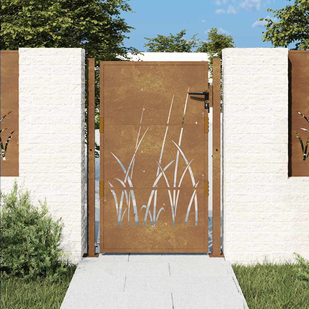 Vidaxl poort grasontwerp 100x150 cm cortenstaal