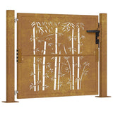 Vidaxl poort met bamboe-ontwerp 100x75 cm cortenstaal