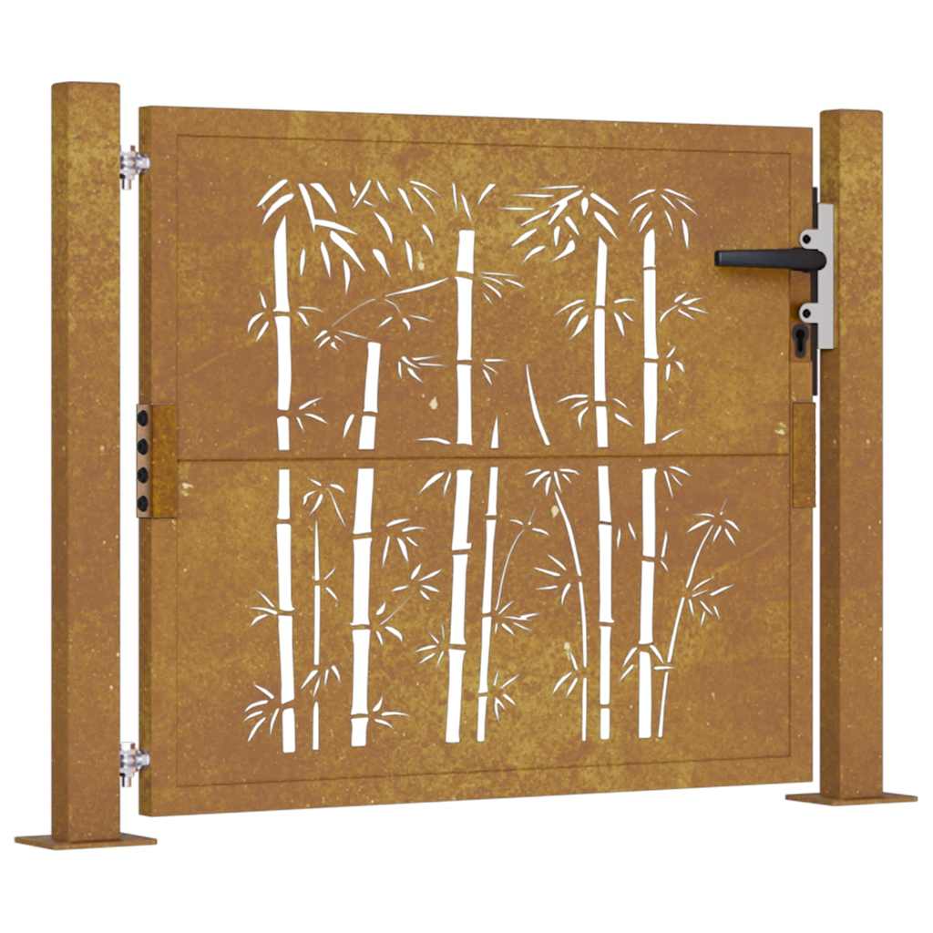 Vidaxl poort met bamboe-ontwerp 105x105 cm cortenstaal