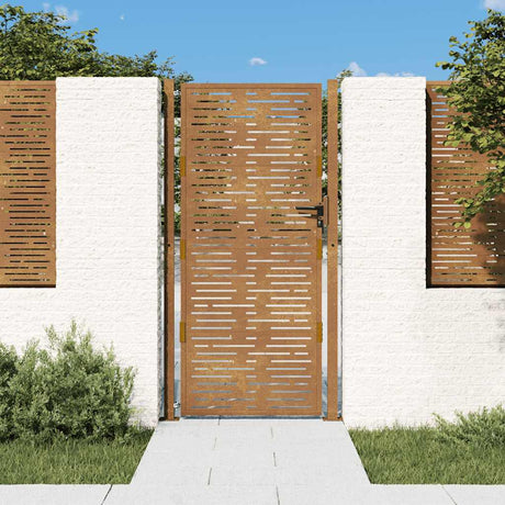 Vidaxl poort 100x200 cm vierkant cortenstaal