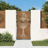 Vidaxl poort 85x200 cm boomontwerp cortenstaal