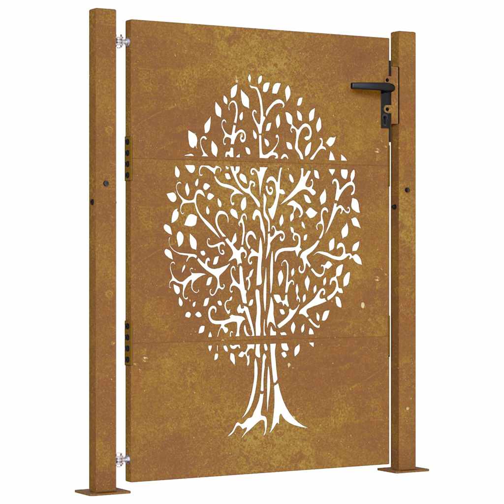 Vidaxl poort 100x125 cm boomontwerp cortenstaal