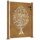 Vidaxl poort 100x125 cm boomontwerp cortenstaal