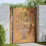Vidaxl poort 100x125 cm boomontwerp cortenstaal