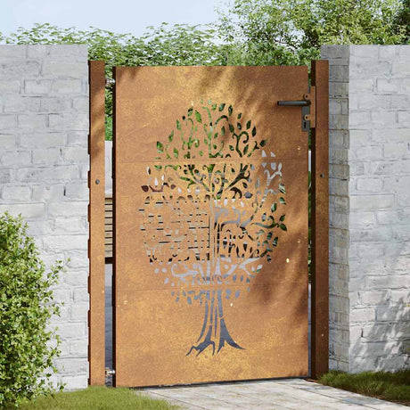 Vidaxl poort 100x125 cm boomontwerp cortenstaal
