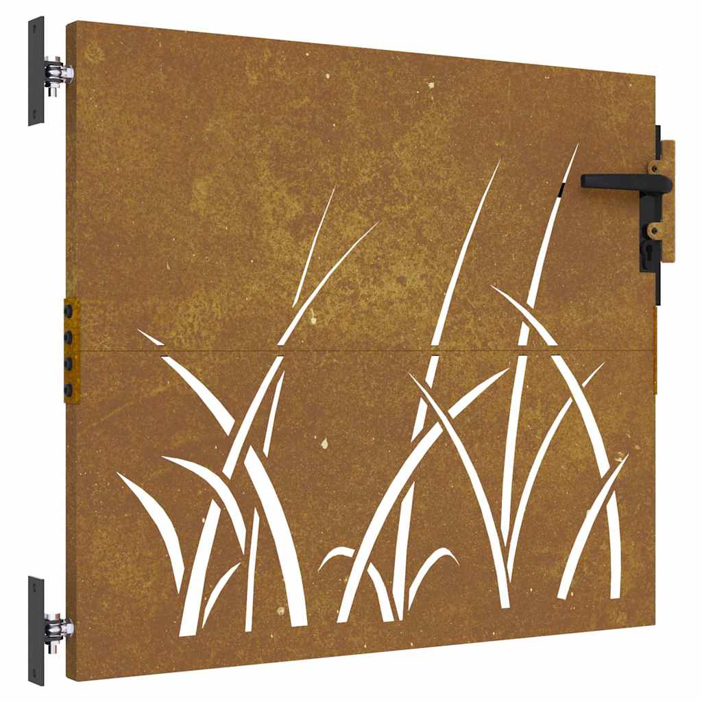 Vidaxl poort 85x100 cm grasontwerp cortenstaal