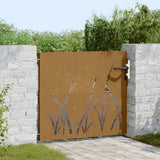 Vidaxl poort 85x100 cm grasontwerp cortenstaal