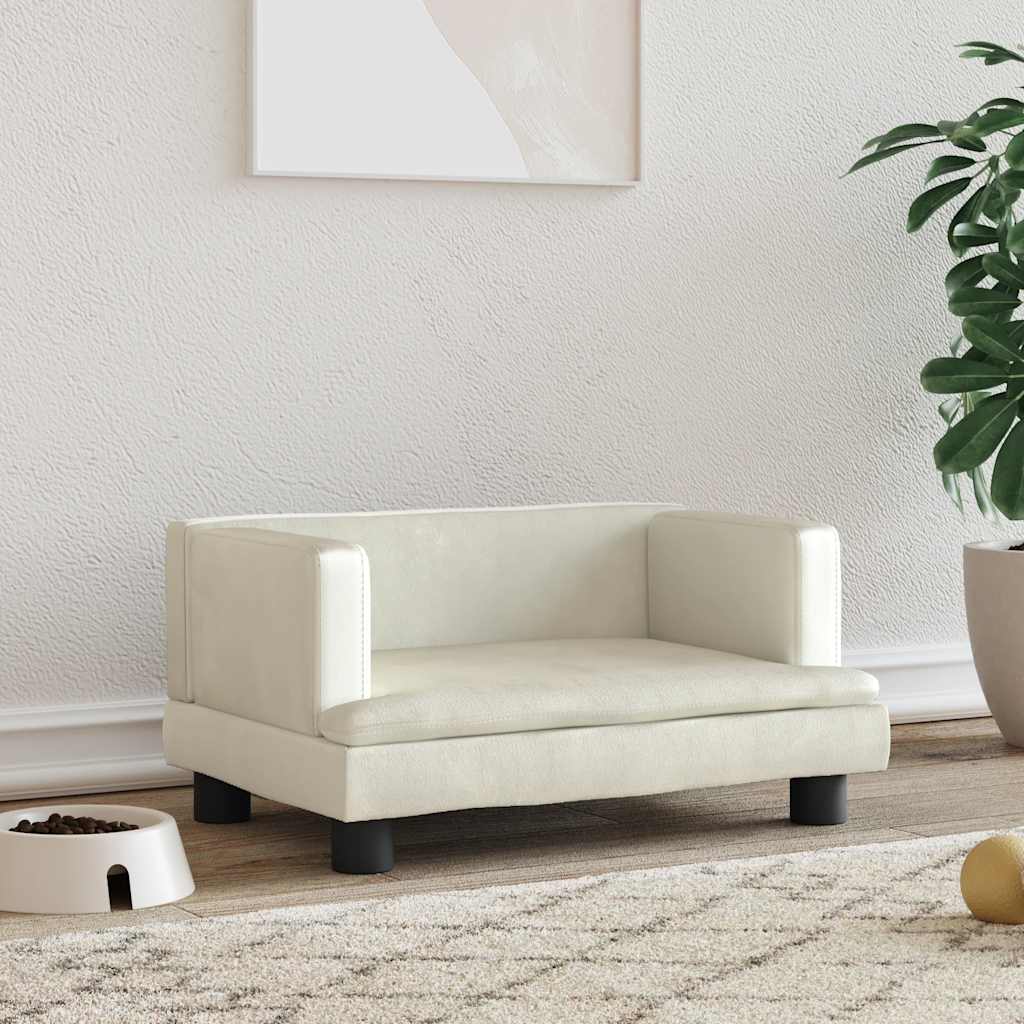 Vidaxl hondenmand 60x40x30 cm fluweel crèmekleurig