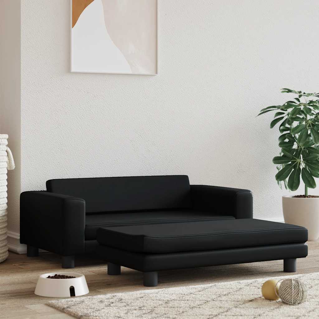 VidaXL Hondenmand met verlengstuk 100x50x30 cm kunstleer zwart