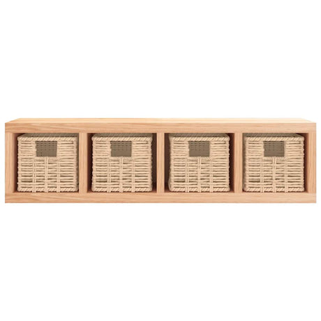Vidaxl wandschap met manden 62x18x16 cm massief walnotenhout