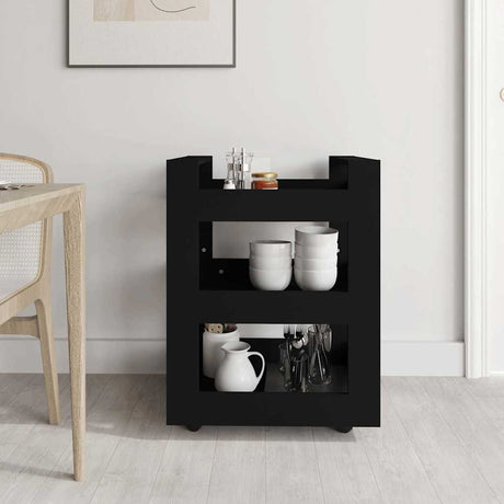 Vidaxl keukentrolley 60x45x80 cm bewerkt hout zwart