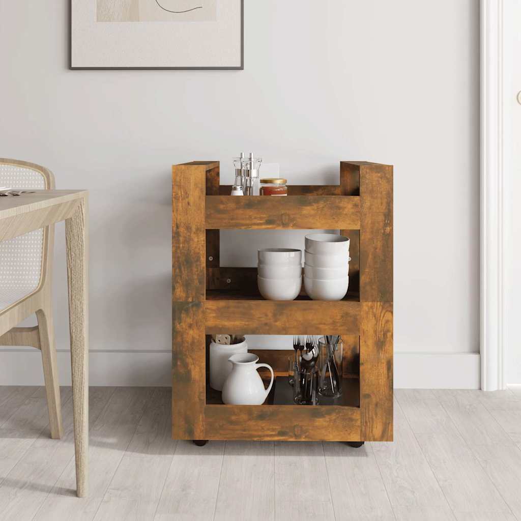 Vidaxl keukentrolley 60x45x80 cm bewerkt hout gerookt eikenkleurig