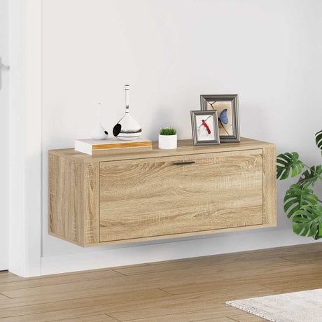 Vidaxl wandschoenenkast 100x35x38 cm bewerkt hout sonoma eiken