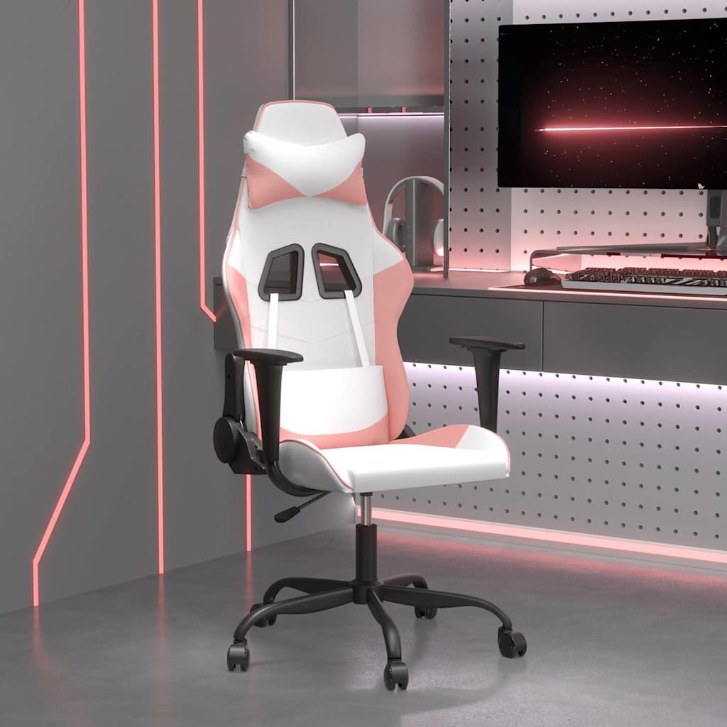 Vidaxl gamestoel kunstleer wit en roze