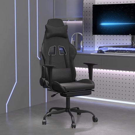 Vidaxl gamestoel met voetensteun kunstleer zwart