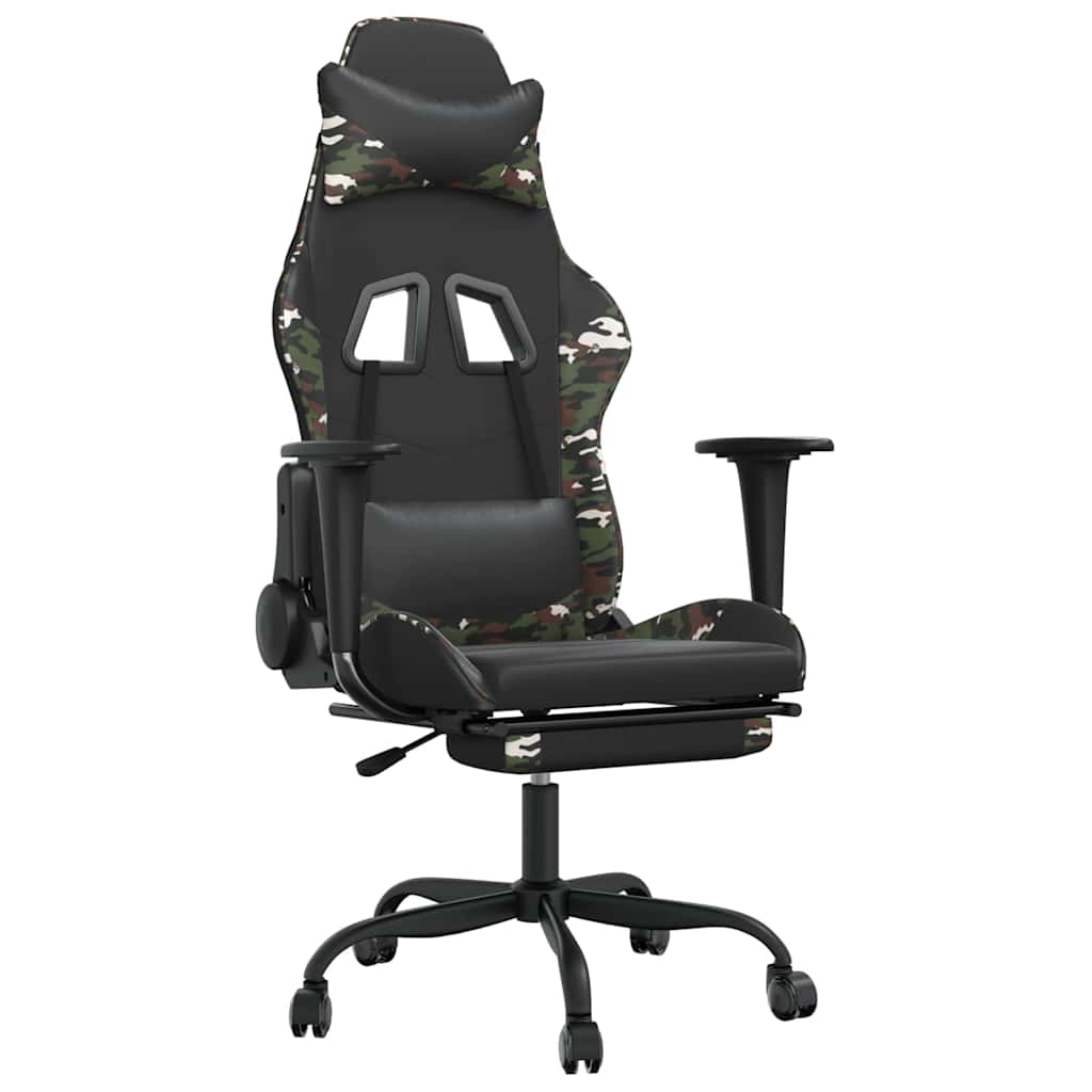 Vidaxl gamestoel met voetensteun kunstleer zwart en camouflage