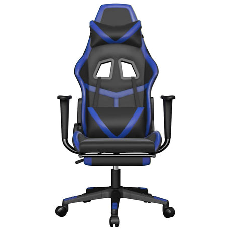 Vidaxl gamestoel met voetensteun kunstleer zwart en blauw
