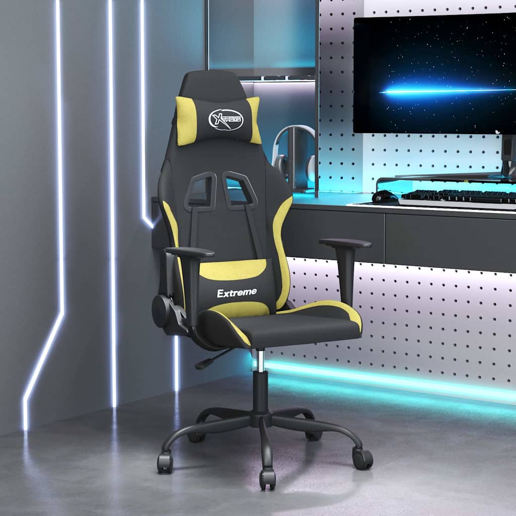 Vidaxl gamestoel stof zwart en lichtgroen