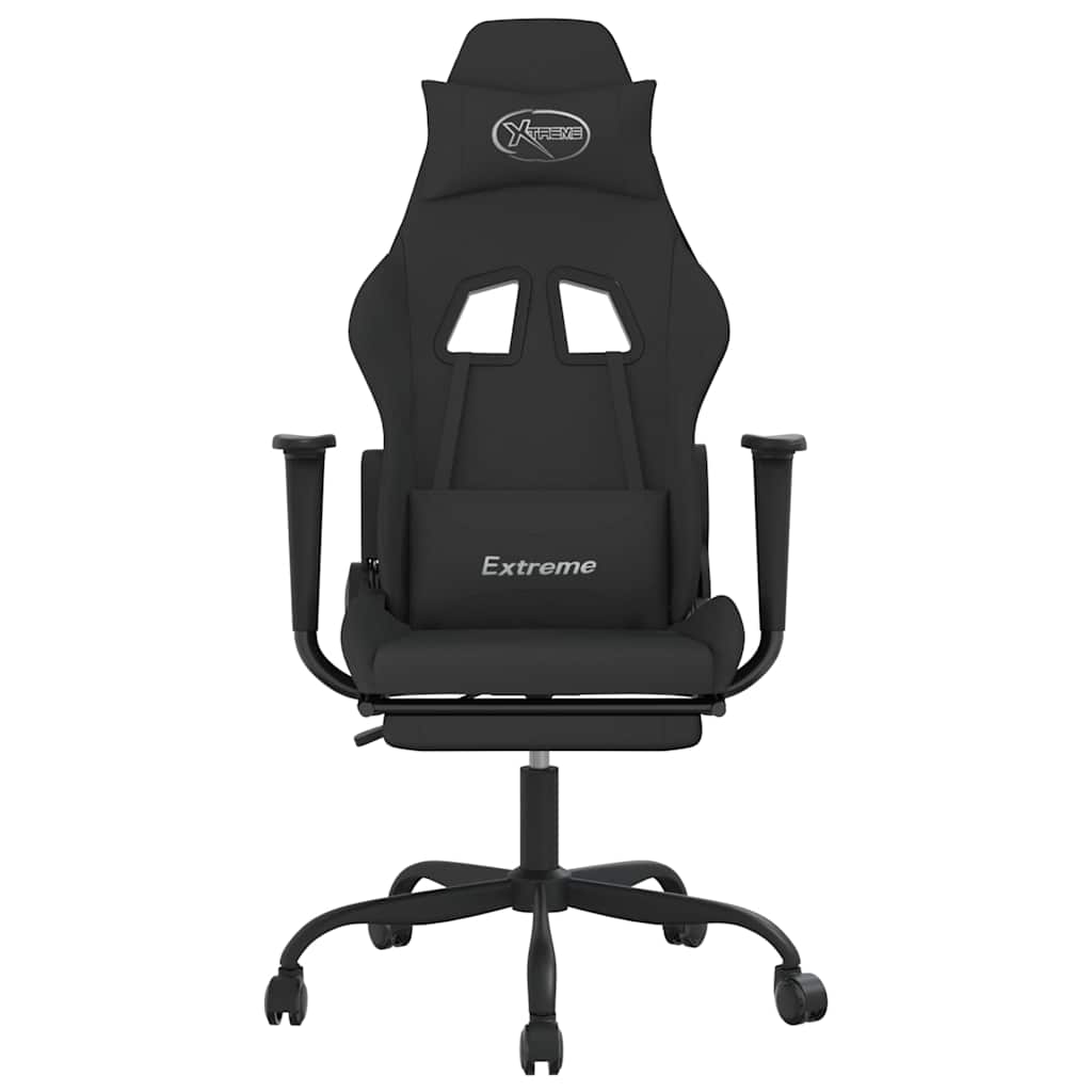 Vidaxl gamestoel met voetensteun stof zwart
