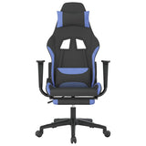Vidaxl gamestoel met voetensteun stof zwart en blauw