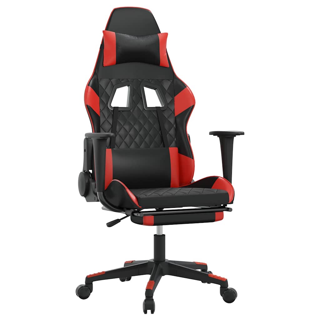 Vidaxl gamestoel met voetensteun kunstleer zwart en rood