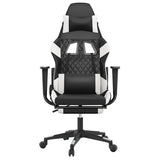 Vidaxl gamestoel met voetensteun kunstleer zwart en wit