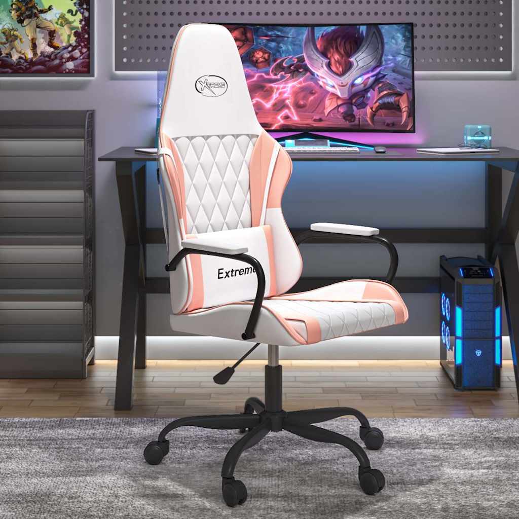 Vidaxl gamestoel kunstleer wit en roze
