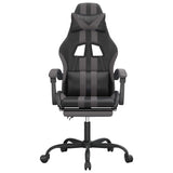 Vidaxl gamestoel met voetensteun kunstleer zwart en grijs
