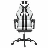 Vidaxl gamestoel met voetensteun kunstleer wit en zwart